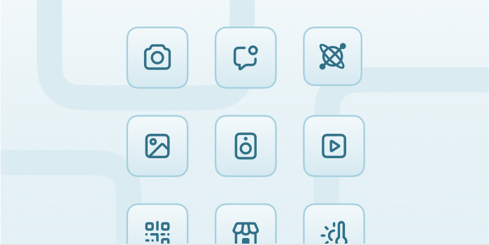 Grid of icons representing libraries, SDKs, and native code